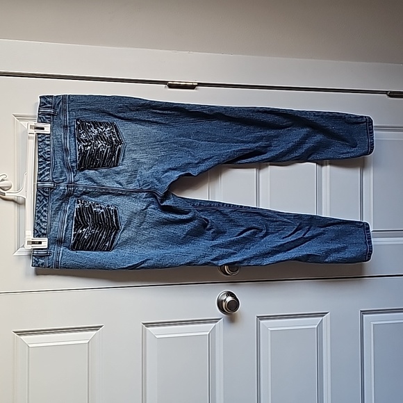 Michael Kors SkinnyBlue Jeans With Sequins Detailing in Women's Size 16W EUC - Picture 2 of 9